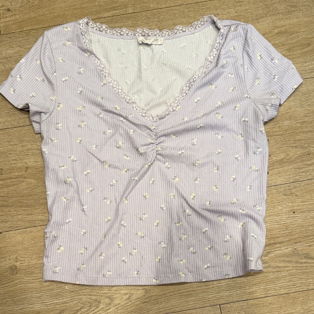 Pink Rose Light Purple Floral Blouse